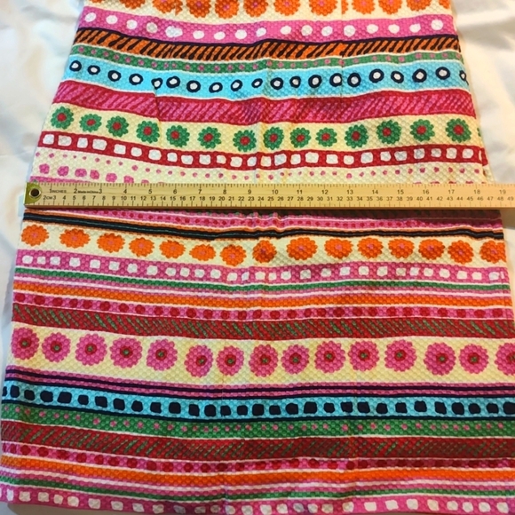 Talbots Colorful Striped Floral  Print Sleeveless Textured Shift Dress.Size 8. - Picture 10 of 12